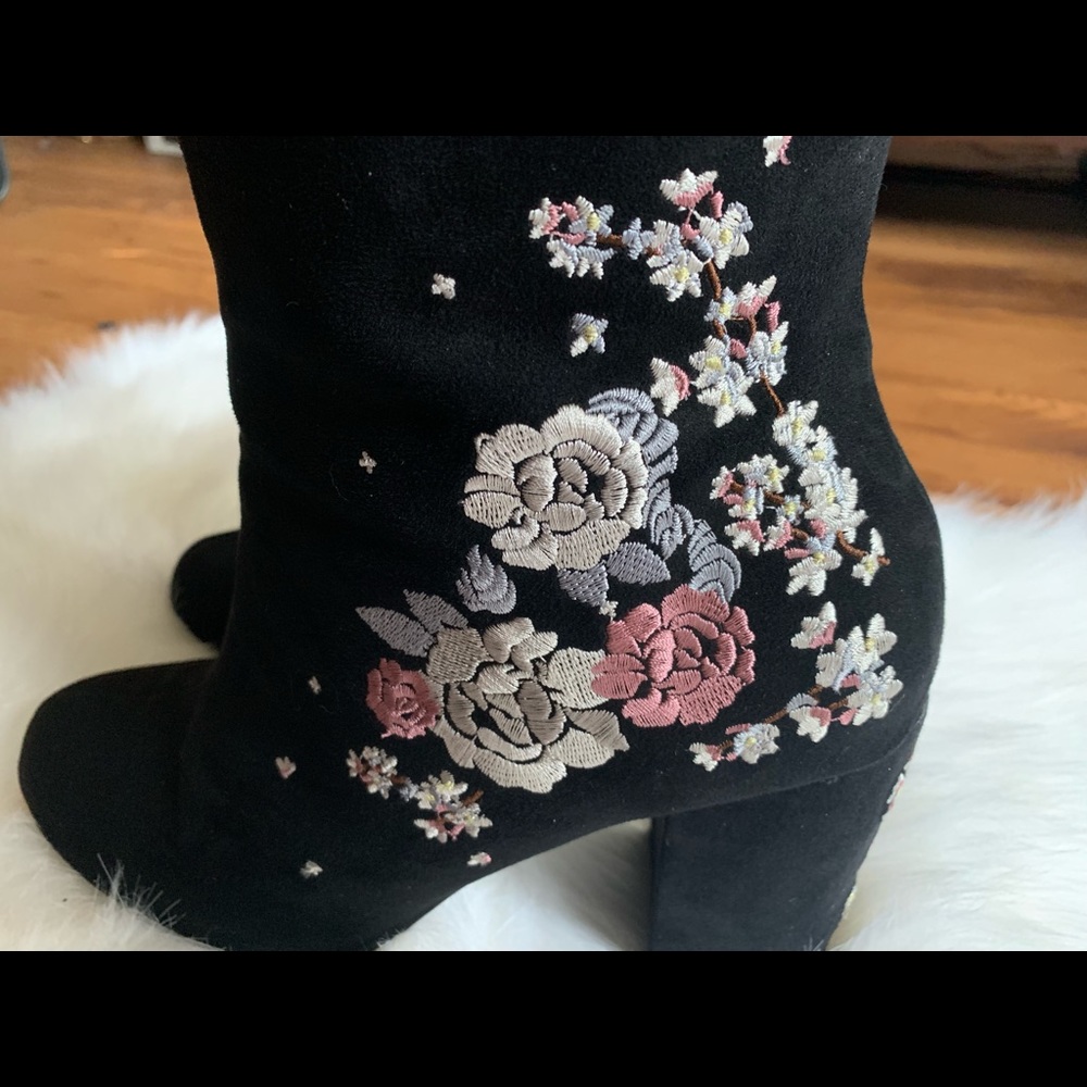 Embroidered Bootie Heels